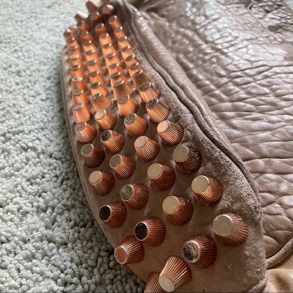 ALEXANDER WANG Taupe Pebbled Lambskin Leather Rose Gold Crossbody Messenger Bag - Picture 8 of 16